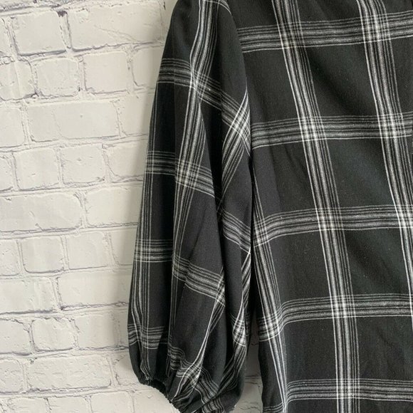 Free People Miss Molly Plaid Mini Dress Black Gray Tunic Size 2 - Picture 3 of 6